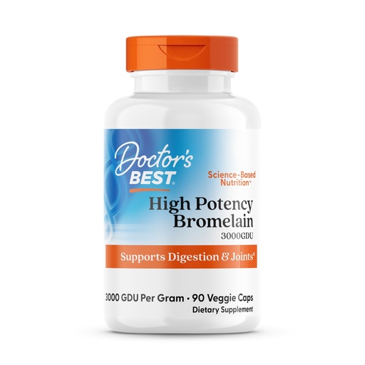 [BRSWIYA2A4JQYEDK] Doctor's Best 3000 GDU Bromelain Proteolytic Digestive Enzymes Supplements, Supports Healthy Digestion, Joint Health, Nutrient Absorption, 500 mg,Capsule, 90 Count(Pack of 1)