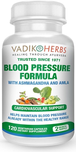 [BRSROHANAUIAO332] Vadik Herbs Blood Pressure Formula with Ashwagandha and Amla | Supports Normal Cardiovascular & Circulatory Health -Vitamins & Herbs Support Normal Heart Health | 120 Vegetarian Capsules |