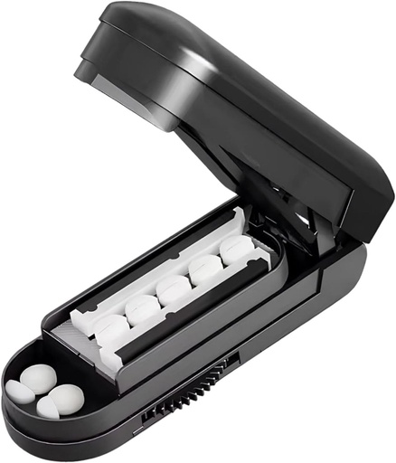 [BRSRAFLYCIGQOD37] Pill Cutter, Pil Cutter Splitter untuk Pil Kecil dan Kecil, Pil Potong, Vitamin, Tablet, Penyesuaian Pill Cutter untuk Pil Kecil atau Pil Besar dengan Pedang Baja Stainless Tersembunyi Sharp, Perjalanan Sized