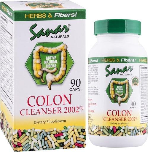 [BRSWIYYICUMBYDLK] Sanar Naturals Colon Cleanser 2002 - Fiber Supplement, Weight Management Detox and Gut Health for Women and Men - GLP-1 Support - Psyllium Husk Powder, Cascara Sagrada, 90 cápsulas
