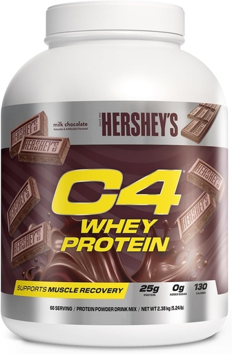 [BRSRAGALAEDRYEI4] Cellucor C4 Whey Protein Powder, Hershey's Chocolate - 25g Protein, 0g Añadido Sugar, 130 Calories Por Serving, Supports Muscle Recovery, 66 Servings, Premium Whey for Post-Workout