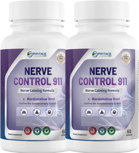 [BRSROAYNPICGY232] Nerve Control 911 - Natural Plant Based Nerve Health Supplement Capsules- 2 Pack