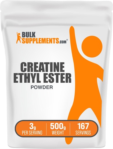 [BRSWKYI5CF4GCGT2] BulkSupplements.com Creatine Ethyl Ester HCl Powder - Creatine Supplement, Creatine Ethyl Ester Powder - Unflavored & Gluten Free, 3g per Serving, 500g (1.1 lbs) (Pack of 1)