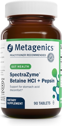 [BRSWIBALBICAAHDM] Metagenics SpectraZyme Betaine HCI + Pepsin - Supports Stomach Health & Aids in Digestion* - with Betaine HCl & Pepsin - Proteolytic Digestive Enzyme* - Non-GMO - 45 Servings - 90 Tablets
