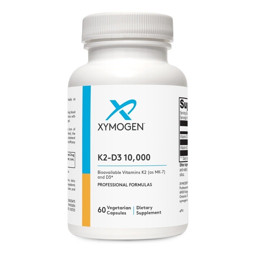 [BRSRMGQTCQBA22Y2] XYMOGEN K2-D3 10000 - Vitamin D3 K2 Supplement for Immune, Bone & Cardiovascular Support* - Non-GMO, Gluten-Free, Vegetarian - 60 Capsules
