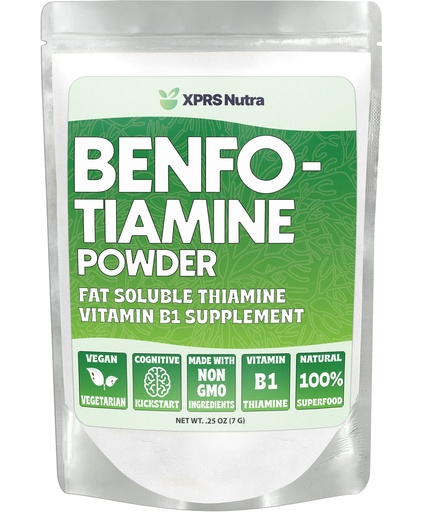 [BRSW2ZY3C4CBU3TL] XPRS Nutra Benfotiamine Powder (Thiamine) - Fat Soluble Happy Heart Thiamine Supplement - Advanced Vitamin B1 Benfotiamine for a Cognitive Boost - Vegan Friendly Benfotamine Powder (.25 Ounce)
