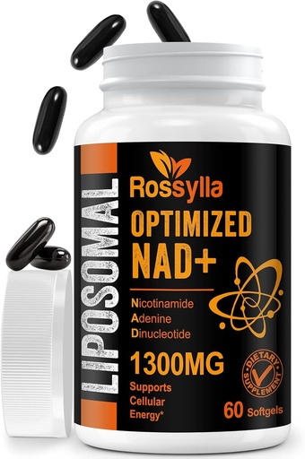 [BRSRMCYHCN6WOEI2] 1300 MG Liposomal NAD+ Supplement | Highest Absorption | Purest NAD Supplemet to Boost NAD+ Effetively | Boosting NAD+ Supplement for Aging Defese, Cellular Energy, Longevity | 60 Count