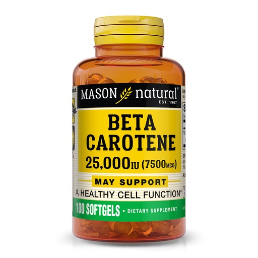 [BRSRMEI2AQCG2GQ2] Mason Natural Vitamin A Beta Carotene 25,000 IU, Supports Vision, Cell Function & Immune Health, 100 Softgels, Pack of 3