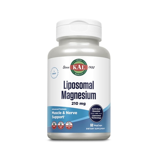 [BRSROAQ5BMCWYCA4] KAL Liposomal Magnesium Oxide 210 mg High Absorption, Liposomal Technology, Essentials Muscle Support, Advanced Formula, Vegan Capsules, Gluten Free, No Soy, 60 Servings