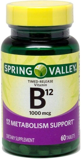 [BRSWIYYYDMCRG3LC] Spring Valley - Vitamin B-12, 1000 mcg, 60 Tablets