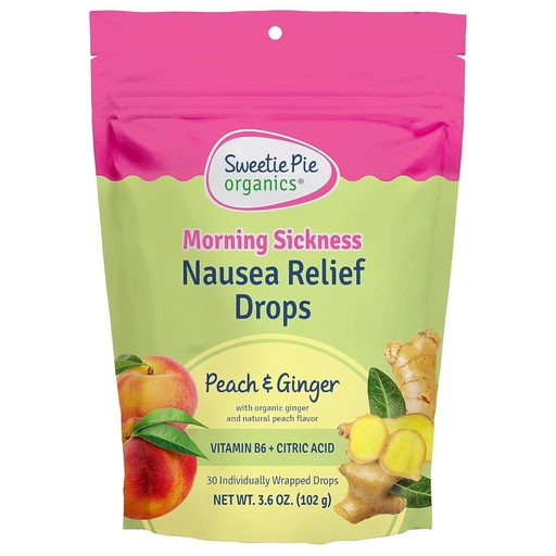 [BRSW2AQTAR5RODQ3] Sweetie Pie Organics Pregnancy Nausea Relief Drops, Soothe First Trimester Morning Sickness, Peach & Ginger Flavor, 30 Count