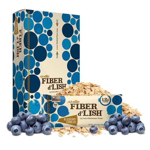 [BRSRAYYYB4HQEAD6] NuGo Fiber d'Lish Blondie 16 Count and Blueberry Cobbler 16 Count Bars, 12g Fiber, 150-160 Calories