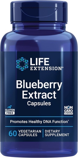 [BRSWIYAMAZ6QGEDK] Life Extension Blueberry Extract Capsules, supports cognitive & memory health, helps maintain already-healthy cholesterol levels, fights oxidative stress, gluten-free, non-GMO, vegetarian, 60 capsules