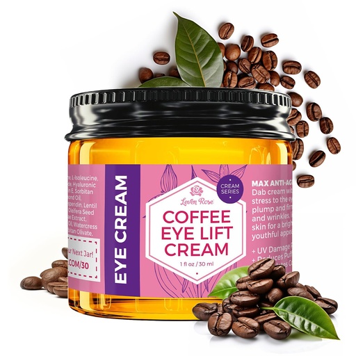 [BRSWYBAPPN5QYA34] Leven Rose Lifting Coffee Eye Cream with Caffeine 1 oz - Natural Solution for Dark Circles and Puffiness - Firming Anti-Aging Under Eye Treatment