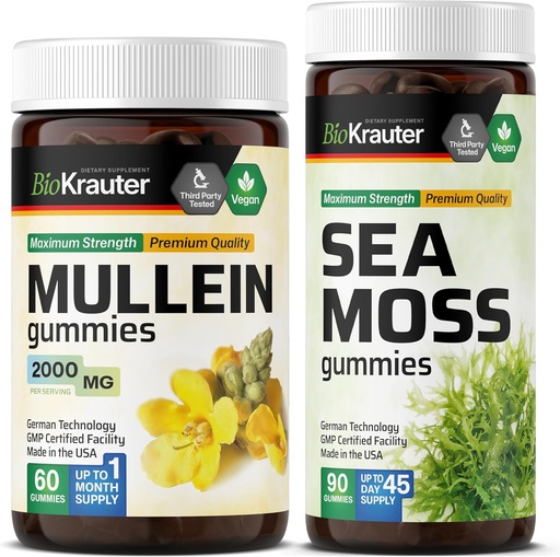 [BRSRAGIZA4PR6FD5] BIO KRAUTER Mullein 60 Gummies & Sea Moss 90 Gummies