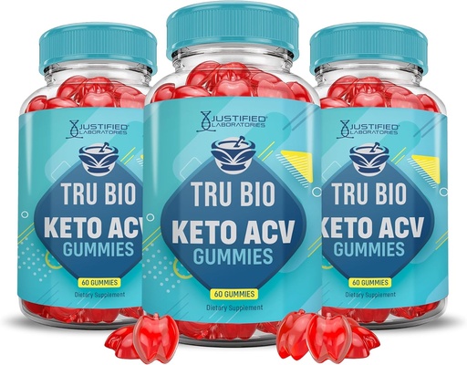 [BRSRMHYCCMCBAGTO] (3 Pack) Tru Bio Keto ACV חניכיים מתקדמות פורמולה 1000MG TruiBIo Keto Gummies Apple Cider Vinegar פורמולה עם אבקת מיץ Pomegranate B12 טבעוני non GMO 180 מסטיקמי