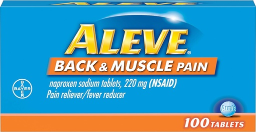 [BRSWGHANOUFQICLF] Aleve Back and Muscle Pain Tablets, Fast Acting All Day Targeted Relief for Headache, Muscle, and Back Pain, Naproxen Sodium Capsules, 220 mg, 100 Count