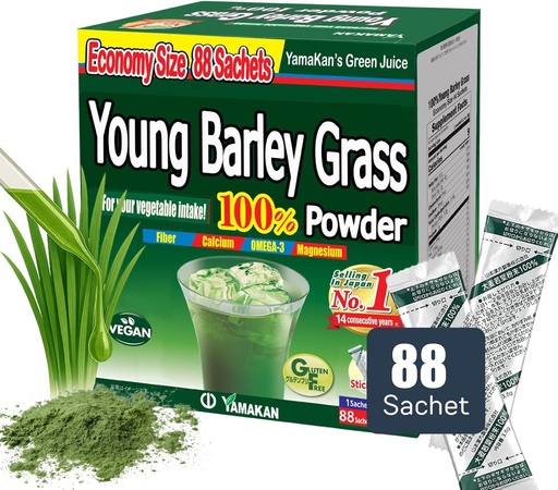 [BRSWKEI2AAHW2HDC] 山本漢方製薬株式会社 YAMAKAN Young Barley Grass Powder, Greens Superfood Powder Rich in Nutrients, Minerals, Vitamins & Plant-Based Protein for Women & Men, Barley Grass from Japan, Non GMO 88 Count