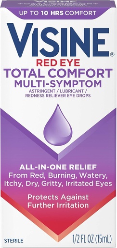 [BRSWY236DJ5ROD34] Visine Multi-Symptom Eye Drops - Astringent, Lubricant & Redness Reliever for Irritated, Dry, Red Eyes - 0.5 fl. oz