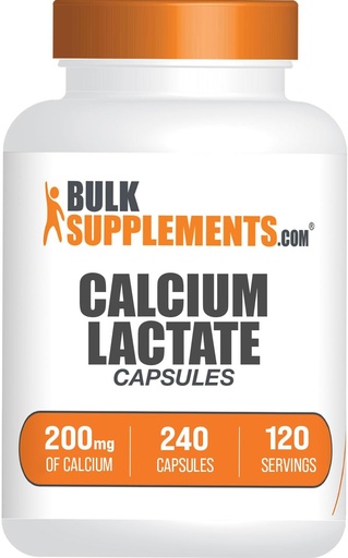 [BRSRMH3YDENBUCDB] BulkSupplements.com Calcium Lactate Capsules - Calcium Supplement, Calcium 200mg - Calcium Lactate Supplement, 2 Capsules per Serving - 120-Day Supply, 240 Capsules