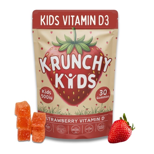 [BRSRAFT6DEPBUELX] Vitamin D3 Gummies for Kids 2+ – Clean Ingredient Strawberry Gummies, Vegan & Non-GMO, Low Glycemic Vitamin D Supplement for Immune & Bone Support, 30 Count
