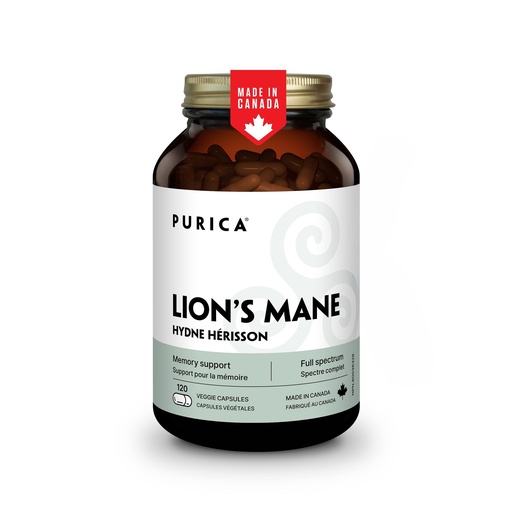 [BRSWIGYCPMCBEDDO] PURICA - Lion's Mane Micronized Mushrooms, 120 Vegan Capsules 60-Day Supply - Promotes Cognitive Health - Non-GMO and Gluten-Free - Focus and Memory Support - Brain Health and Improve Digestion