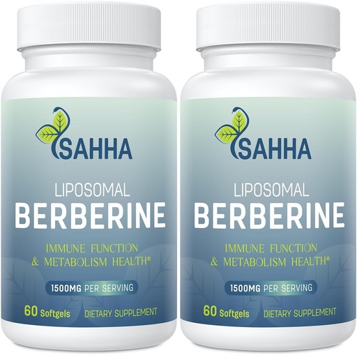[BRSRAGQOB4GRUCQ6] Sahha Liposomal Berberine HCL 1500mg – Supports AMPK & GLP-1 Activation, High Bioavailability for Men and Women Overall Health Supplement（2 Pack