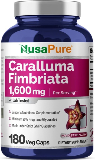 [BRSWGBAZBB4GCDQU] NusaPure Caralluma Fimbriata 1600mg - 180 Veggie Capsules (Non-GMO, Vegan)