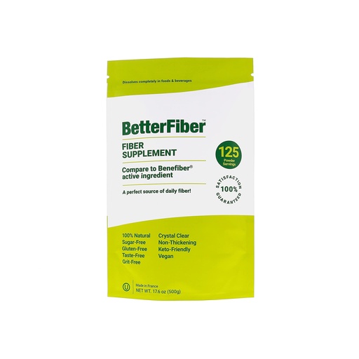 [BRSWYYYCOAMQI3D5] BetterFiber - Prebiotic Fiber Supplement [100% Generic Equivalent of Leading Brand] ⊘ Non-GMO Gluten-Free Vegan OU Kosher Certified - 17.6oz/500g (125 Servings)