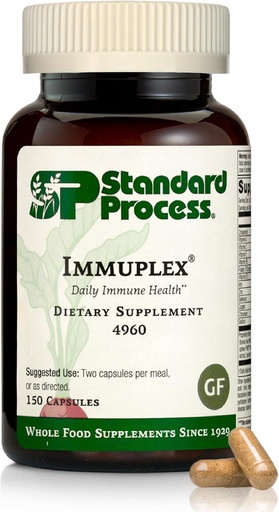[BRSWKHQEBR7WCDTU] Standard Process Inc. Immuplex - Daily Immune Support Supplement with Folate, Iron, Vitamin C & Vitamin A - Mineral Supplement with Antioxidant Ingredients - 150 Capsules