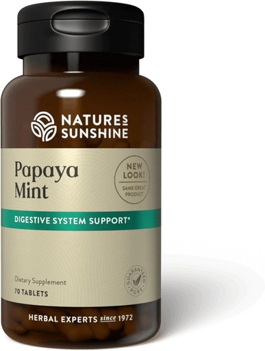 [BRSWIZTROIHGAGA7] Nature's Sunshine Papaya Mint, 70 Chewable Tablets | Natural Mints with Powerful Papain Helps Digest Protein and Provides Digestion Relief