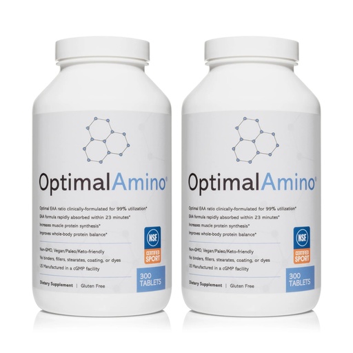 [BRSRAAQDBACG2DL7] OptimalAmino Tablets Fitness Bundle (600 Count) | 99% Utilized Essential Amino Acids (EAA) Supplement | Increase Muscle Recovery, BCAA Protein Pre/Post Workout, NSF Certified for Sport® Certified