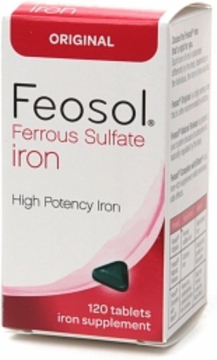 [BRSWKGYIBIHWEC3G] Feosol Ferrous Sulfate Iron, Original, Tablets 120 ea (Pack of 4)
