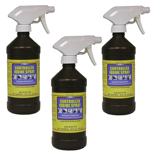 [BRSWKGL3AUABCDQV] (3 Pack) Durvet Controlled Iodine Spray, 16-Ounces Each