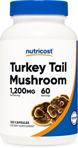 [BRSW2EIBBABB4EQ6] Nutricost Turkey Tail Mushroom Capsules 1200mg, 60 Servings (120 Capsules) - Gluten Free, Non-GMO, and Vegetarian Friendly