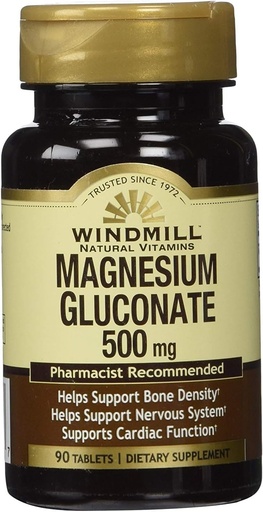 [BRSWGZAPB4AWCCL2] Magnezyum Gluconate 500 mg, 90 Tablet Şişeler (3 Şişeler).