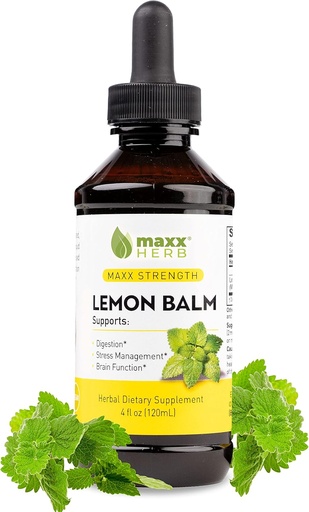 [BRSWYZY3AUIWO33G] Maxx Herb Lemon Balm Extract - Max Strength Liquid Tincture Absorbs Better Than Capsules or Tea, for Nervous System Support, & Stress Management - Alcohol Free - 4 Oz Bottle (60 Servings)