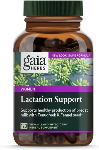 [BRSWIFDYBFYRYDDM] Gaia Herbs Lactation Support, Vegan Liquid Capsules, 120 Count - Lactation Supplement for Breastfeeding Mothers, Supports Healthy Milk Flow & Enhances Breast Milk Nutrition, PACKAGING MAY VARY