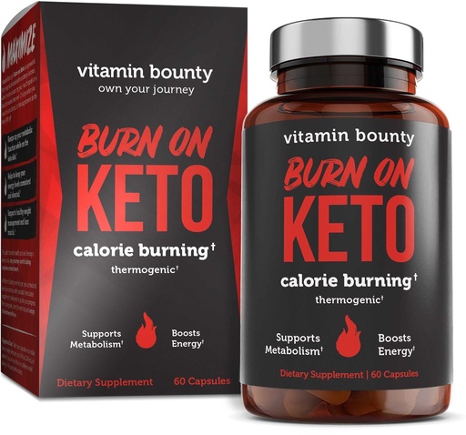[BRSW2BQLBYARMH3D] Vitamin Bounty Burn On Thermogenic Keto Fat Burner for Men & Women - Weight Loss Supplement with Raspberry Ketones - Metabolism Booster, Energy Pills, Appetite Suppressant - 60 Capsules