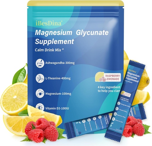 [BRSRAAIBAUPWKGTF] Cortisol Supplements for Women,Calm Drink Mix,Magnesium Glycinate,Ksm-66 Ashwagandha,Vitamin D 3, 20 On The Go Packets,Raspberry Lemonade,Supplements for Relaxation Sleep