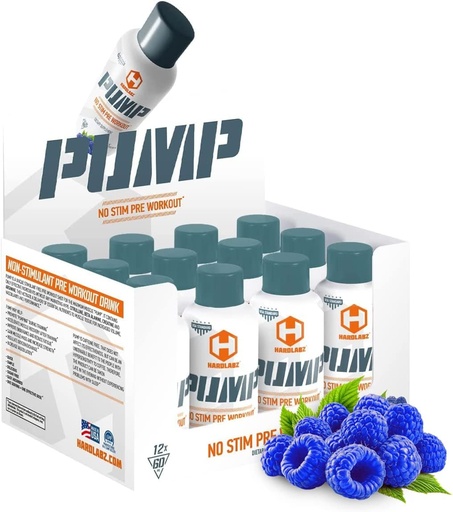 [BRSRMBAOBMGWCHQ4] HARDLABZ PUMP – Non-Stimulant Caffeine Free Powerful Liquid Pre-Workout Energy Shot with Citrulline, Beta-Alanine, Kremina, Zero Sugar, 2oz - 12 Pack