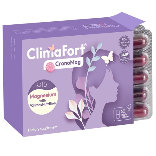 [BRSROGIPPING2GTO] ClimaFort CronoMag | Magnesium for Women in Menopause | 5 Salts Bisglycinate + Glycerophosphate | B12 | Energy Supplement | 1 Month Supply