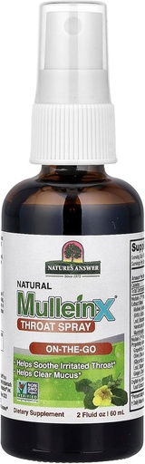 [BRSRMGQPO56GY2YU] Mullein-X Throat Spray 2 Fluid Ounce | On The Go | Soothes Throat | Clears Mucus | Gluten Free, Non GMO, Vegetarian | Natural Peppermint Flavor