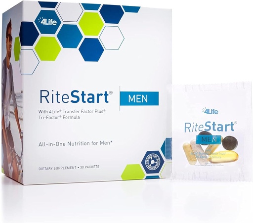 [BRSWI2QGDEEAAELO] 4Life RiteStart Men - Daily Nutritional Pack Supports Immune System Health - Daily Supplement Formula with Vitamin C, D and Zinc - 30 Packets
