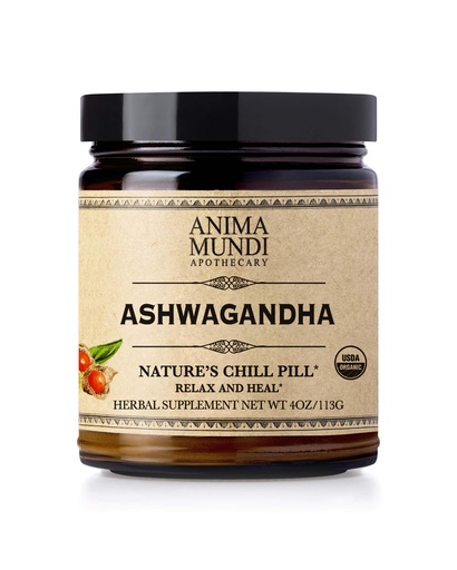 [BRSWGHT5OUMGK2Q6] Anima Mundi Ashwagandha Powder - Organic Ashwagandha Root Powder Sourced from India - Commonly Known as Indian Ginseng Root Powder - Calming Herbal Supplement - Add to Tea, Coffee & More (4oz / 113g)