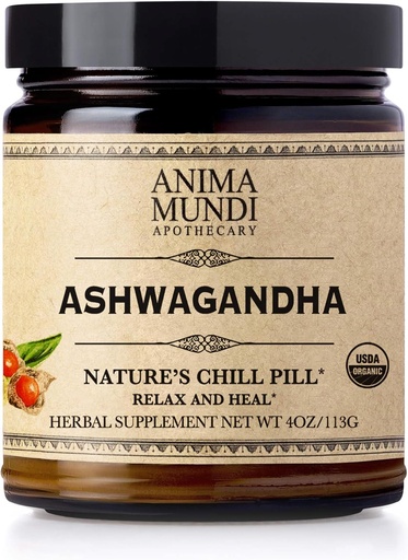 [BRSWGHT5OUMGK2Q6] Anima Mundi Ashwagandha Powder - Organic Ashwagandha Root Powder Sourced from India - Commonly knownn as Indian Ginseng Root Powder - cooling Herbal supplement - Add to Tea, coffee & More (4oz / 113g)