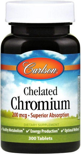 [BRSWECQ3DEIQYAD2] Carlson Chelated Chromium 200 mcg Superior Absorption - Здоровий Metabolism Energy Production & Optimal Wellness - 300 таблеток