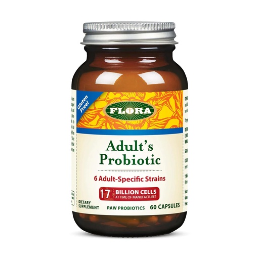 [BRSWIY3ZAYHGEFTC] Flora Adult's Probiotic - Vegetarian Daily Probiotic for Gut & Digestive Health - Includes Lactobacillus & Bifidobacterium - 17 Billion CFU - Gluten-Free - Keep Chilled - 60 Capsules