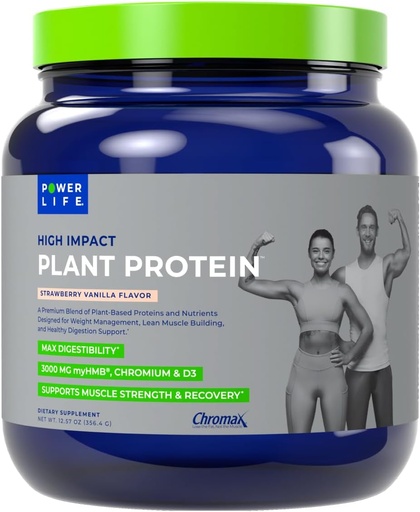 [BRSROGLRBUNBMADA] POWERLIFE High Impact Grass Fed Whey Protein with 3000 MG of HMB, No Sugar Added, Non-GMO, Hormone and Antibiotic Free, 15 Servings (Strawberry Vanilla - New Formula)