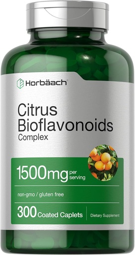 [BRSWYCY3CQIQACLU] Horbäach Citrus Bioflavonoids Suplemento | 1500mg | 300 Caplets | Vegetarian, Non-GMO, e fórmula libre de glute | tamaño de valor